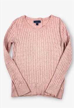 Vintage Y2K Cable Knit Jumper Baby Pink Small BV16374