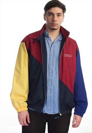 VINTAGE RALPH LAUREN CHAPS COLOR BLOCK HARRINGTON XL 18.3