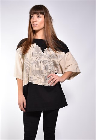 VINTAGE OVERSIZED ABSTRACT EMBROIDERED T-SHIRT