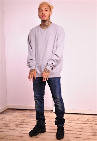 VINTAGE CHAMPION 90S RETRO GREY SWEATER