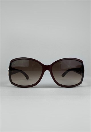 GUCCI VINTAGE SUNGLASSES 90S OVAL ROUND BROWN OVERSIZED