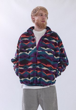VINTAGE MENS JACK WOLFSKIN HALF ZIP FLEECE JACKET AZTEC