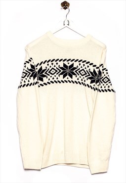 Vintage Old Navy  Sweater Norwegian Pattern White