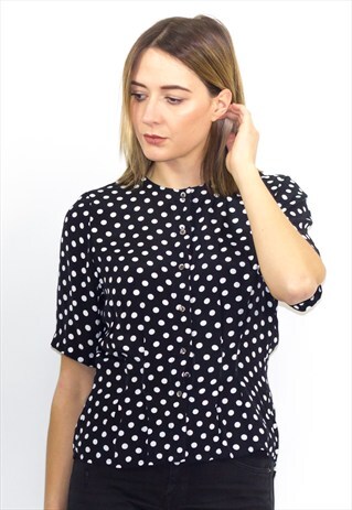 VINTAGE 90'S CUTE POLKA DOT BUTTON UP BLOUSE