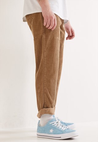 VINTAGE WRANGLER STRAIGHT LEG CORDUROY TROUSERS BEIGE