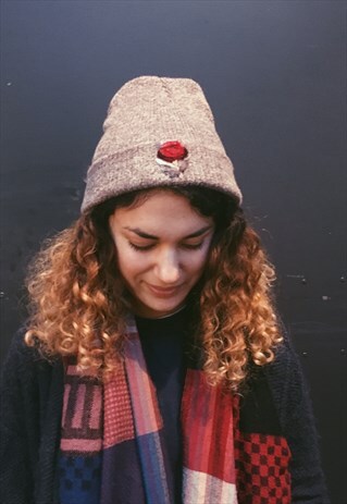 VELVET ROSE BEANIE HAT