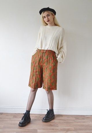 VINTAGE HIGH WAIST SHORTS CROPPED TROUSERS CULOTTES PAISLEY