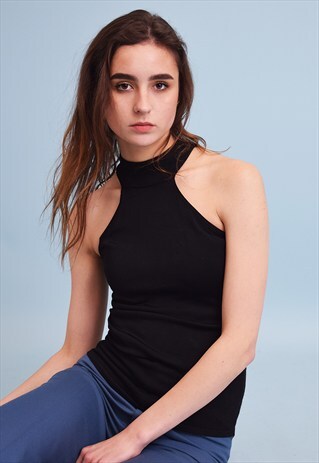 90'S RETRO MINIMALIST HALTER NECK PARTY TOP BLOUSE