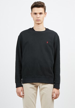 VINTAGE BLACK POLO RALPH LAUREN PULLOVER SWEATSHIRT