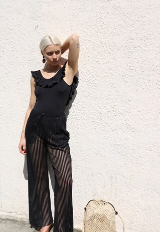 SHEER STRIPED TRACK PANTS