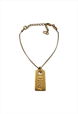 Christian Dior Bracelet Gold Authentic Tag Logo Monogram 