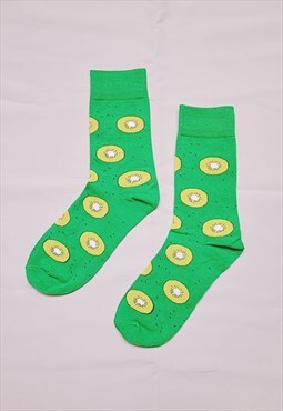 Kiwi Pattern Cozy Socks (EU37-EU44) in Green