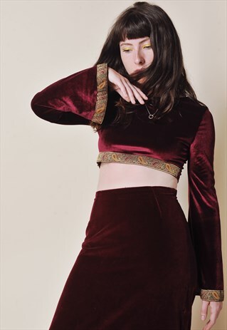 BURGUNDY VELVET BELL SLEEVE