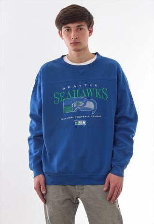 VINTAGE LEE SEAHAWK SEATTLE NFL CREW NECK 90S BLUE