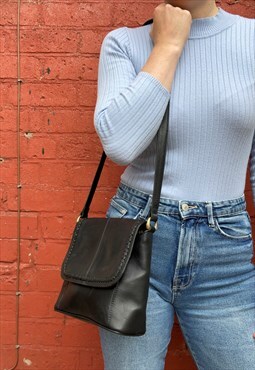 Simple Black Leather 90s Small Cross Body Bag