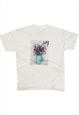Redon Flowers in a Turquoise Vase T-Shirt