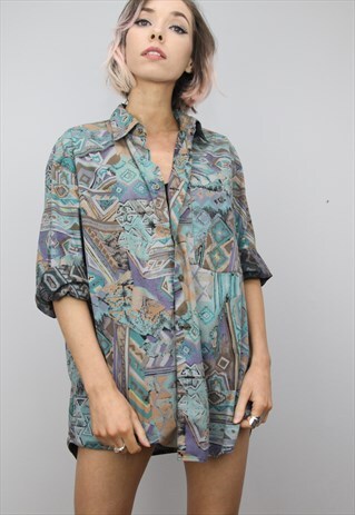 VINTAGE 80S/90S OVERSIZED PATTERNED SHIRT