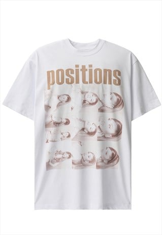 POSITIONS T-SHIRT POP PRINCESS TEE GRUNGE PORTRAIT TOP WHITE