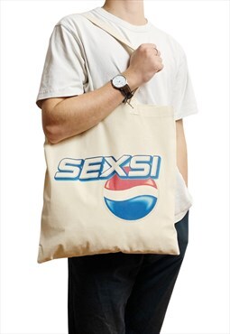 Pepsi Sexsi Funny Meme White Tote Bag Parody Logo Gift