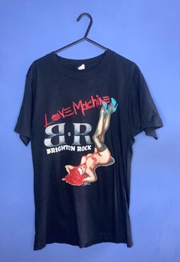 Vintage Black Large Brighton Rock Love Machine 1991 T-shirt 