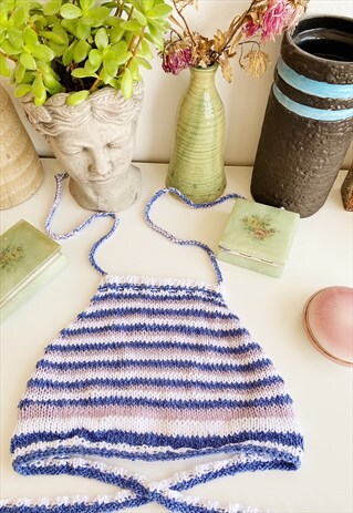 70S STYLE BOHO FESTIVAL JAZZY CROCHET HALTER CROP TOP