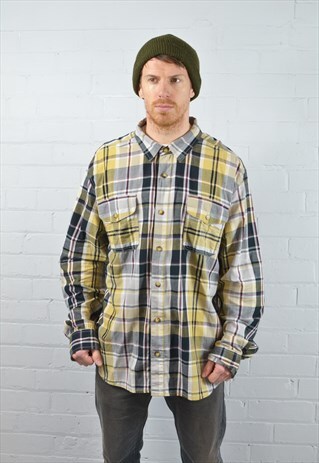 VINTAGE LEVI'S YELLOW & BLACK CHECKED SHIRT