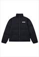Ken slogan bomber winter puffer jacket raver coat in black