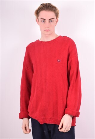 CHAPS RALPH LAUREN MENS VINTAGE JUMPER SWEATER LARGE RED 90'