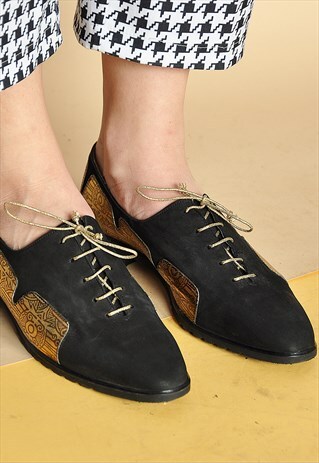90S LEATHER OXFORD SHOES WITH GOLDEN DETAILS
