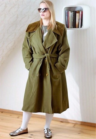 KHAKI GREEN WOOL COAT