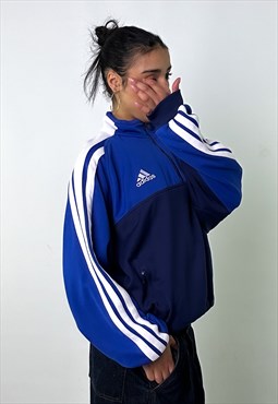 Blue 90s Adidas Embroidered 1/4 Zip Sweatshirt