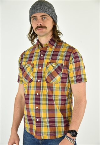 VINTAGE 90'S LEVI'S YELLOW PLAID BUTTON DOWN SHIRT SIZE MED