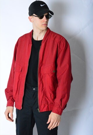 VINTAGE 80S RED SHELL BOMBER JACKET