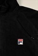 VINTAGE FILA EMBROIDERED BLACK 1/4 ZIP FLEECE JUMPER SIZE S
