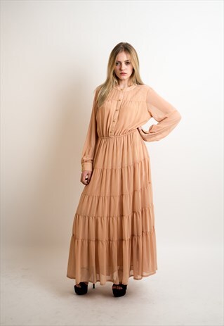 MULTI LAYER MAXI DRESS (NUDE)