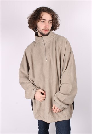 VINTAGE REEBOK 1/4 ZIP SWEATSHIRT IN BEIGE