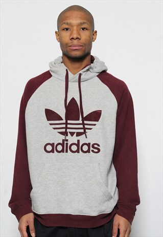 VINTAGE ADIDAS LOGO HOODIE GREY