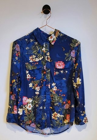 VINTAGE 90S FLORAL DARK ACADEMIA BOTANICAL BLOUSE SIZE 6-8