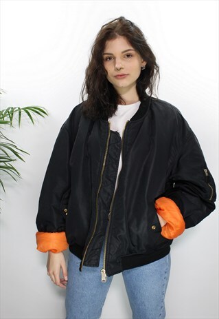 BLACK VINTAGE MA-1 BOMBER JACKET