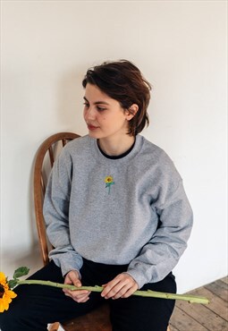 grey Sunflower embroidered sweater