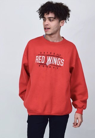 VINTAGE 90'S DETROIT HOCKEY RED SWEATSHIRT