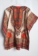 VINTAGE AFRICAN TUNIC ALL OVER PRINT TOP MULTI