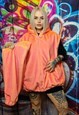 LUMINOUS FAUX FUR JACKET DETACHABLE NEON FLEECE PINK ORANGE