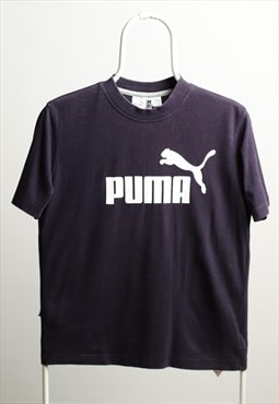 Vintage Puma Crewneck Print Logo T-shirt Navy Size S