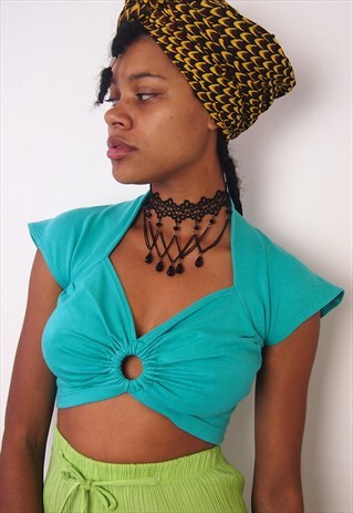 TEAL 90S CROP TOP