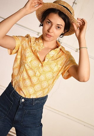 70'S RETRO MOD PRINT PARIS CHIC TOP T-SHIRT TEE