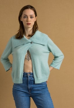 Vintage Cash mere Blue Cardigan Jumper 6959