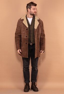 Vintage 70's Men Sheepskin Coat in Light Brown