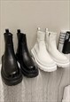 GRUNGE CHUNKY BOOTS EDGY HIGH FASHION PLATFORM SHOES BLACK