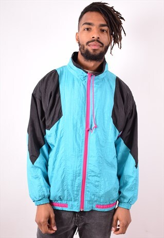 MENS VINTAGE TRACKSUIT TOP JACKET XL BLUE 90S